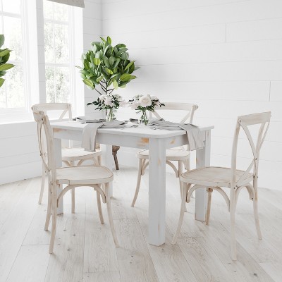 Antique Rustic White Solid Wood Farmhouse Dining Table