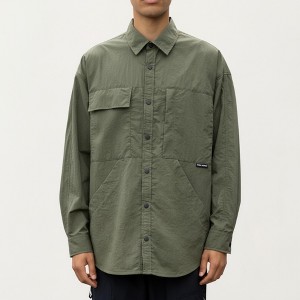 Anna-Kaci Active Men's Long Sleeve Button-Up Utility Shirt with Chest Pocket and Structured Stitch Detailing - 1 of 4