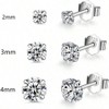 Sterling Silver Hoop Earrings Sterling Silver Stud Earrings for Women 6 Pairs Hypoallergenic Tiny Cubic Zirconia Stud Set Cartilage Hoops - 3 of 4
