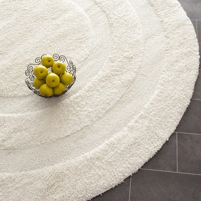 Cream Round Non-slip Shag Area Rug, 4' x 4'