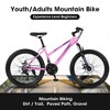FIONECA 24 inch Mountain Bike for Teenagers Girls Women, Shimano 21 Speeds with Dual Disc Brakes and 100mm Front Suspension, White/Pink - 3 of 4