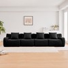 4-Seat Teddy Fabric Boneless Straight Sectional Sofa with No Assembly Required, Anti-Slip Design, and 32D High-Density Sponge - 3 of 4