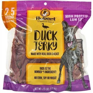Hubert Pet Gourmet Duck Jerky Dog Treats: Healthy & Natural Training Snacks, Ideal for All Dog Sizes, Low Fat, High-Protein, 2.5 lbs Super Value Pack - 1 of 4