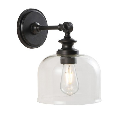 Victorian-Inspired Bronze Wall Sconce with Clear Glass Shade, Set of 2