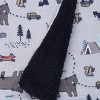 Carter's Woodland Friends Gray and Multi Colored Bear and Fox Squirrel, Tree, Tent, and Campfire Super Soft Baby Blanket - image 3 of 4