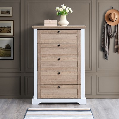 NicBex Modern 5/6 Drawer Dresser for Bedroom,Drawer Chest with Interlock Drawer Feature for Closet Organizer,Oak