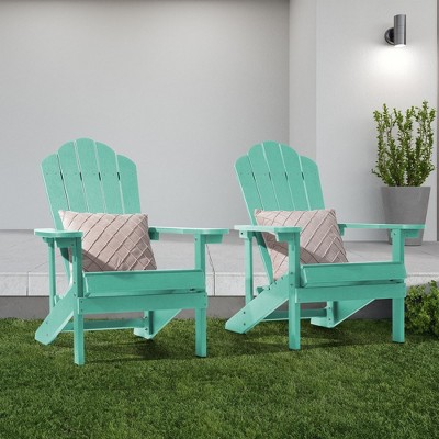 Sonkuki 2-Pack Faux Wood Adirondack Chair with High Back and Wide Seat