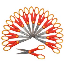 School Smart Pointed Tip Scissors, 6-1/4 Inches, Red, Pack of 12 - 1 of 4