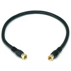 Monoprice Coaxial Cable - 1.5 Feet - Black | 18AWG, 75Ohm, RG6 Quad Shield CL2 with F Type Connector