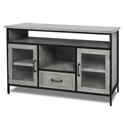 2 Doors and 1 Drawer Wood and Metal Cabinet Brown - StyleCraft: Mango Veneer, Industrial Style, No Assembly Required