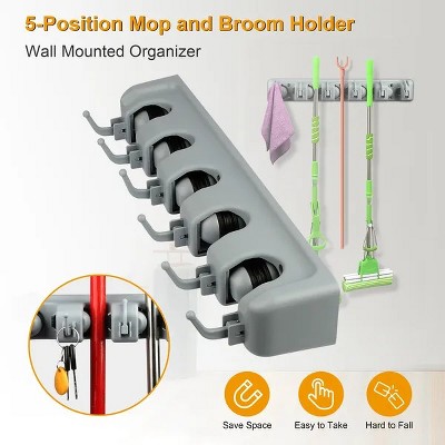 Racxily Mop Holder Wall Mount Mop Broom Holder Mop Hanger Organizer Storage Rack