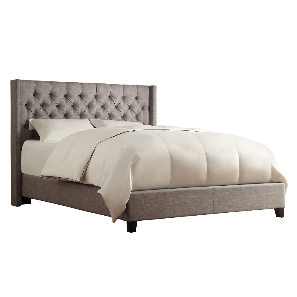 Photos - Bed Frame Highland Park Button Tufted Wingback Bed King Smoke - Inspire Q