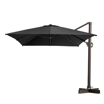 Crestlive Products 11.5'x11.5' Luxury Aluminum Frame Double Top Round Offset Cantilever Umbrella Black
