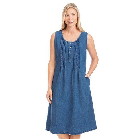 Collections Etc Easy-to-wear Sleeveless Pintuck Denim Jumper : Target