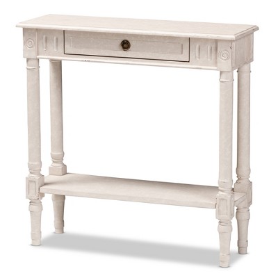 Ariella Whitewashed 1 Drawer End Table White - Baxton Studio