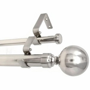 Urbanest Steel Ball Manhattan 1-inch 5-8 inch Double Drapery Curtain Window Rod Set - 1 of 4