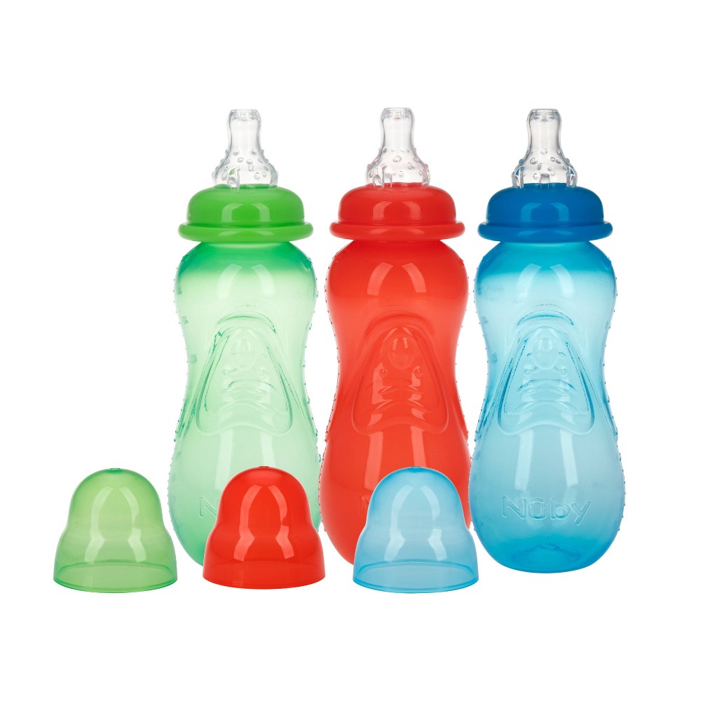 Photos - Baby Bottle / Sippy Cup Nuby 10 fl oz Non-Drip Baby Bottle Set - 3ct 