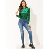 INSPIRE CHIC Women's Casual Vintage Velvet Crew Neck Long Sleeve T-shirts - 4 of 4