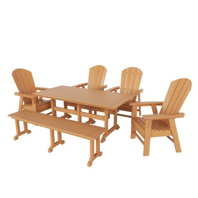 WestinTrends 6 Piece Outdoor Patio Dining Table and Armchair Dining Bench Set