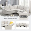 89.7" Linen Upholstery L-Shaped Power Recliner Sectional Sofa with USB Ports for Living Room, Bedroom, Theater Room - 4 of 4
