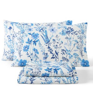 HLC.ME Floral Bed Sheets - Bed Sheet Set - Wrinkle Resistant & Ultra Soft - Fits Mattresses up to 15 Inches Deep - 1 of 4