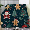 Flannel Christmas Blanket with Santa, Gingerbread, Holly & Candy Cane Patterns - Plush All-Season Holiday Throw Christmas Gift. - 3 of 4