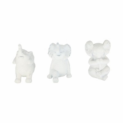 Sagebrook Home Set of 3 Yoga Elephant Figurines - Classic Polyresin Sculpture of Yoga Posed Eleplants - Home, Office, Yoga