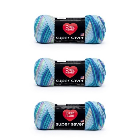 Red Heart Super Saver 3-Pack Yarn, Blue 3 Pack