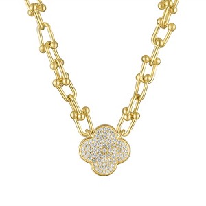 Designs By Gioelli 14K Gold Over Sterling Silver Cubic Zirconia Clover Necklace - 1 of 2