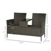 Outdoor Patio Loveseat Conversation Furniture Set, Cushions & Built-in Coffee Table, Small 2-in-1 2 Person Seating for Front Porch, Balcony - 3 of 4