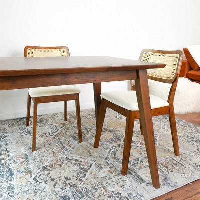NicBex Mid Century Upholstered  Dining Chairs Set of 2 with Wicker Woven Back,Rustic Accent Chairs for Dining Room,Kitchen,Office