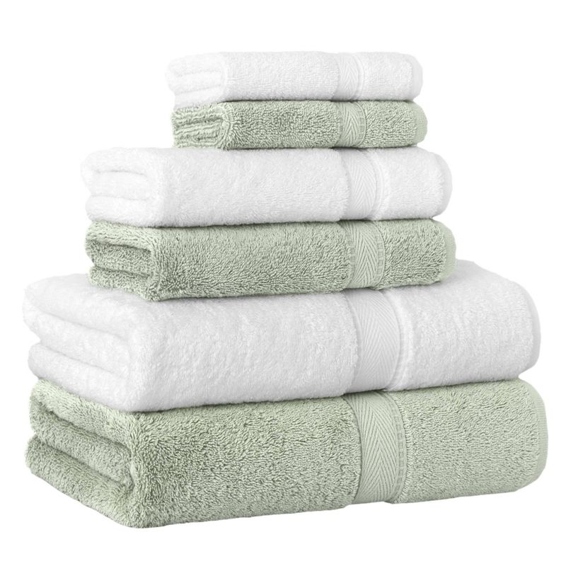 6pc Turkish Cotton Sinemis Terry Towels Green/White - Linum Home Textiles, 2 of 11