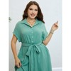 Womens Plus Size Button Placket Casual Shirt Dress with Belt - 3 of 3