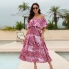 Women's Green & Orange Tropical Floral Off-Shoulder Flounce Bodice Maxi Dress - Cupshe - 4 of 4
