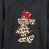 Women's - Disney - Leopard Print Minnie Lightweight French Terry Wide Neck Long Sleeve Shirt - 2 of 4