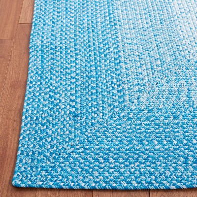 Aqua Braided Reversible Handmade Synthetic Area Rug
