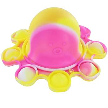 Toynk Pop Fidget Toy Yellow & Pink Octopus 8-Button Silicone Bubble Popping Game