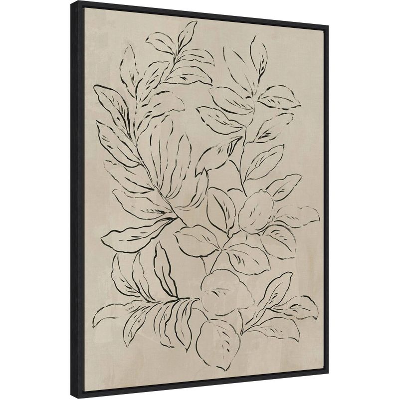 22&#34; x 30&#34; Outlined Leaves I by Asia Jensen Framed Canvas Wall Art Black - Amanti Art, 3 of 12