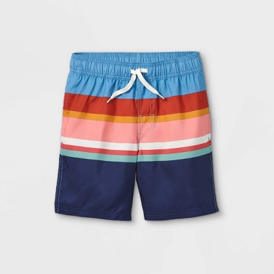 Boys' Striped Swim Shorts - Cat & Jack™ Blue XS
