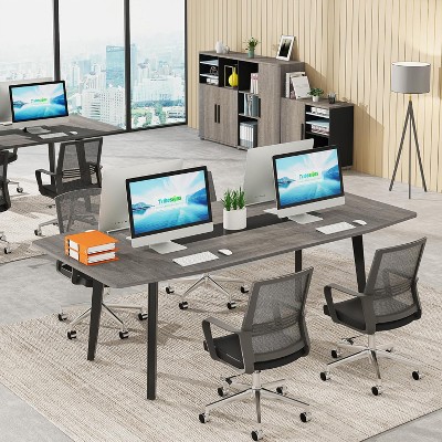 Gray Engineered Wood Boat Shaped Conference Table