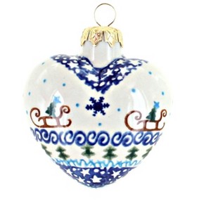Blue Rose Polish Pottery 479 Vena Heart Ornament - 1 of 1