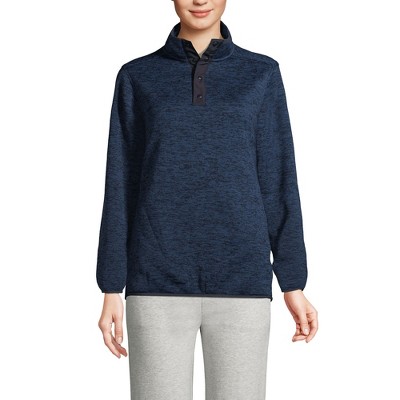 Lands' End Unisex Sweater Fleece Snapneck Pullover