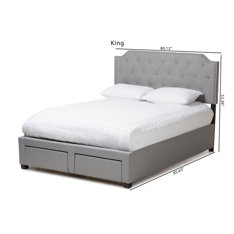Queen Aubrianne Modern and Contemporary Fabric Upholstered Storage Bed Gray - Baxton Studio, 6 of 15