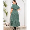 BLUEMING Summer Maxi Dress for Plus Size Women Tie Wasit Surplice Dress Flutter Sleeve A-Line Dress - 2 of 4