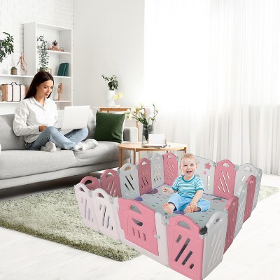 Panel Baby Playpen, Foldable Playard for Baby and Kids, Adjustable Shape Play Fence with Safety Lock Gate