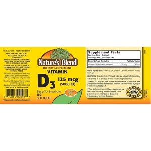 Nature's Blend Vitamin D3 5000 IU, Softgels 100 Ct - 1 of 3