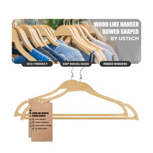 USTECH 50pc Eco-Space Savor Clothes Hanger Natural Wood - 1 of 4
