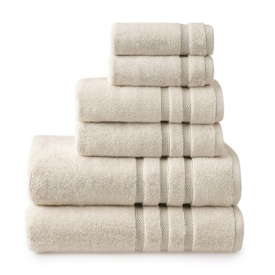 6pc Charcoal Towel Set Cream - Welhome