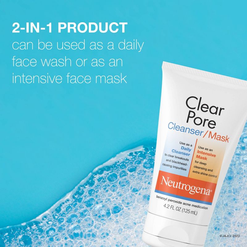 Neutrogena Clear Pore 2 in 1 Facial Cleanser/Face Mask with Kaolin &#38; Bentonite Clay - 4.2 fl oz, 4 of 13