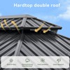 Aoxun 10'x12' Hardtop Gazebo with Aluminum Frame Canopy, Double Galvanized Steel Roof with Breathable Netting and Curtains - 2 of 4